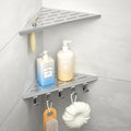 10 Corner Shower Shelf - 304 Stainless Steel Grout-in Shelf with Hooks
