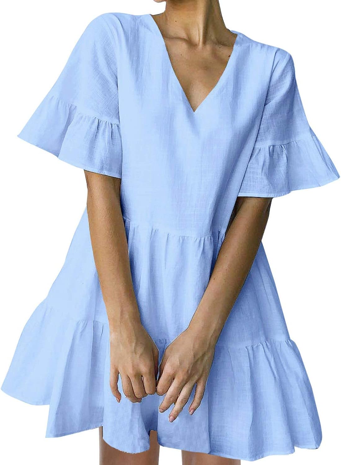 Cute V Neck Shift Dress with Pockets for Summer Fun