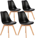OLIXIS Set of 4 Mid-Century Modern Dining Chairs - PU Leather Comfort