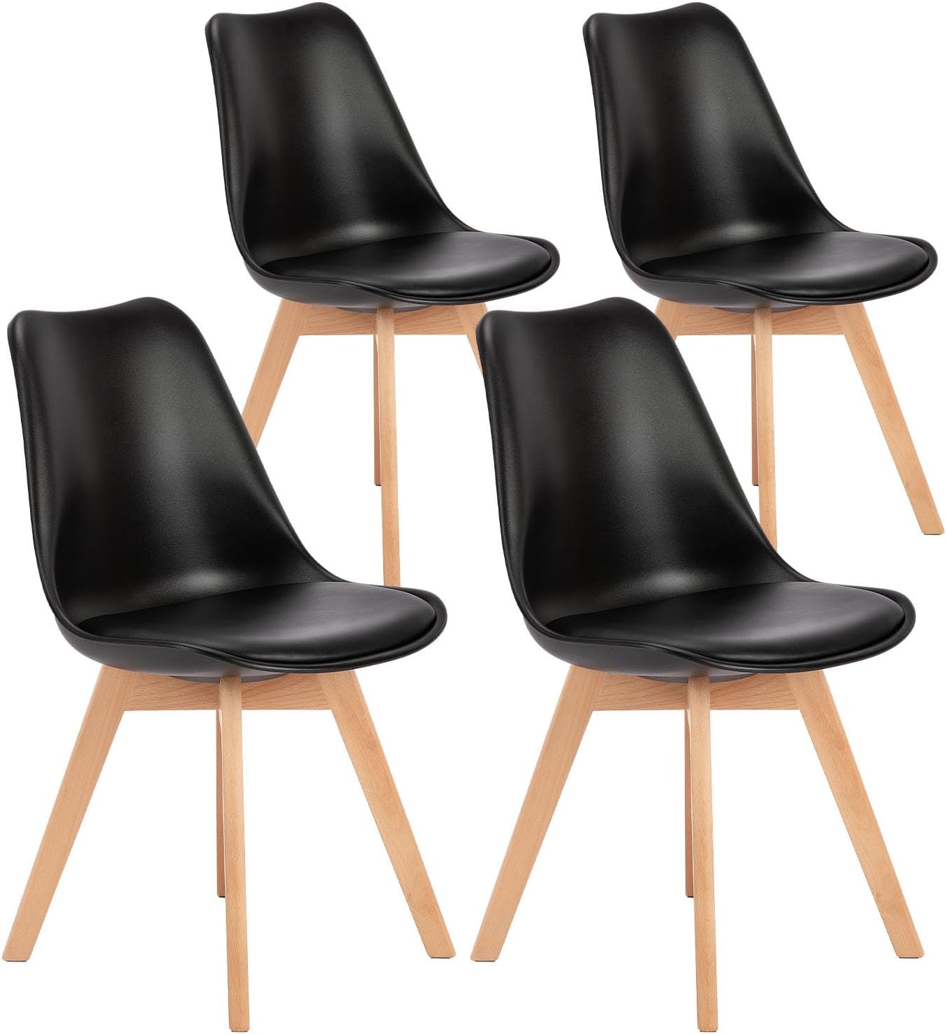 Mid-Century Modern Dining Chairs Set of 4 with Wood Legs