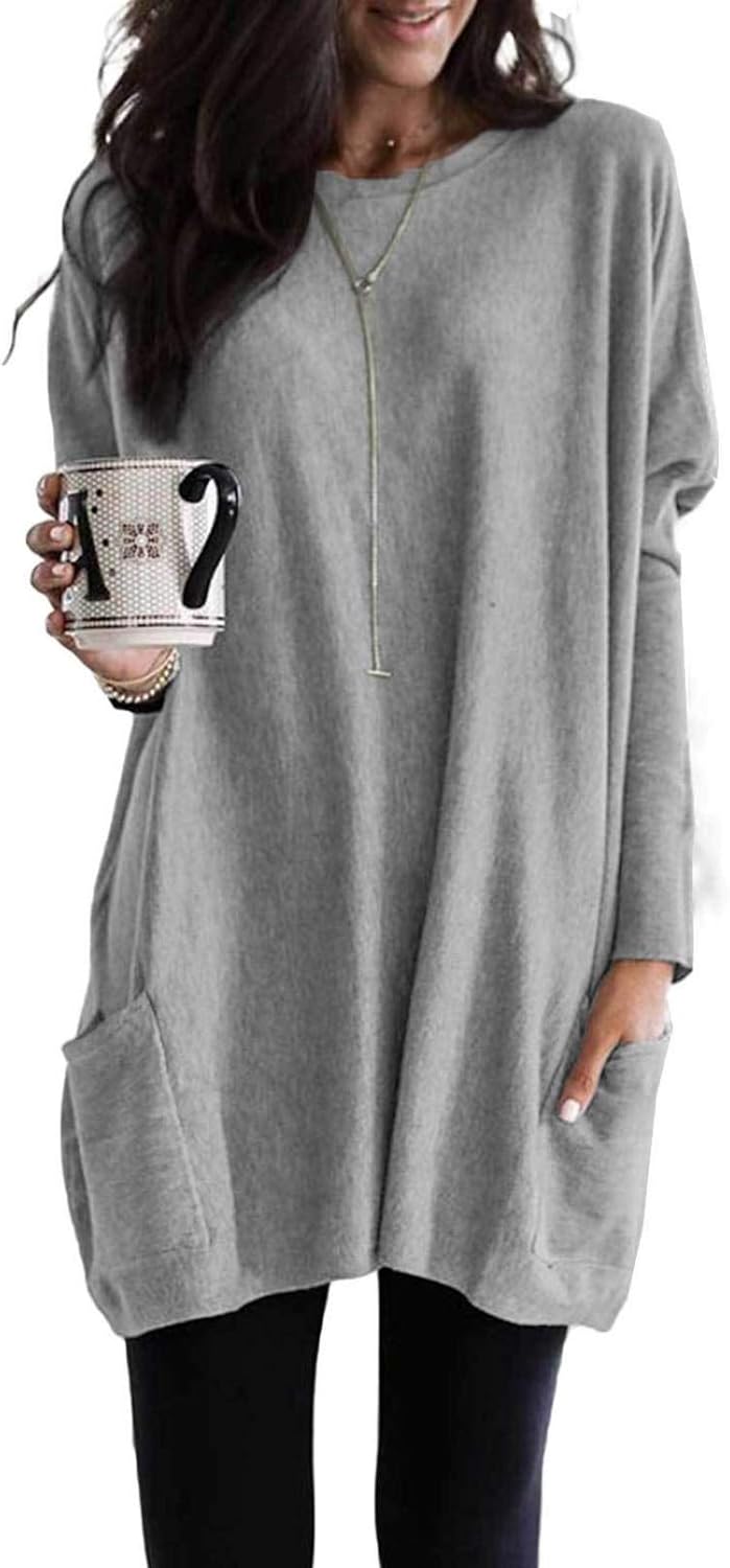 Dokotoo Womens Fall Fashion Long Sleeve Pullover Tunic Tops