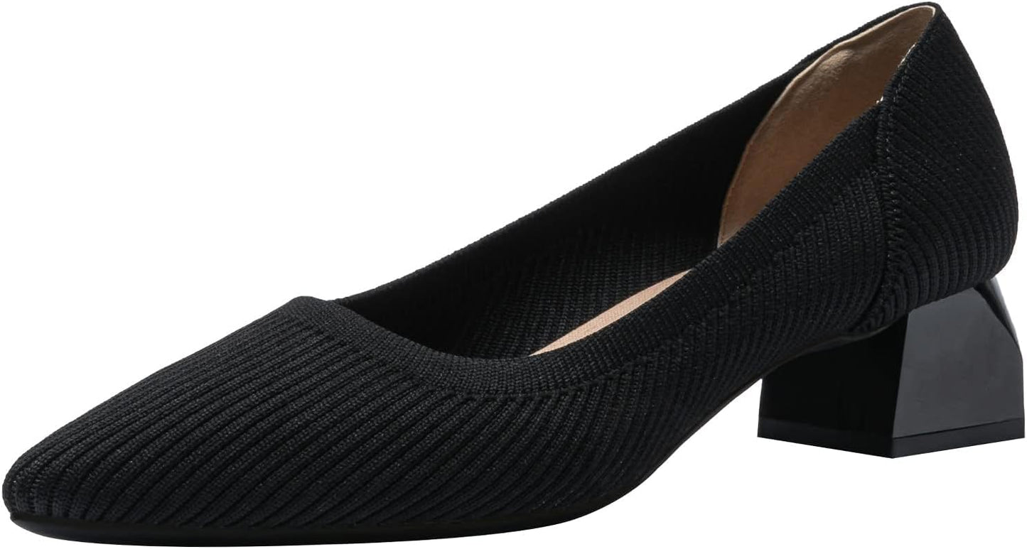Comfortable Knit Slip On Women's Pumps with Kitten Heels