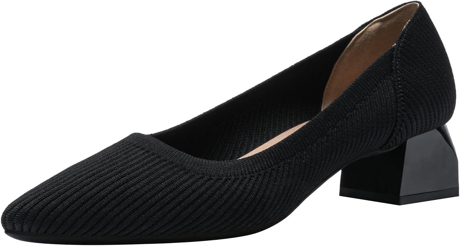 Comfortable Knit Slip On Women's Pumps with Kitten Heels