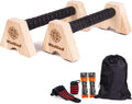 Premium Wooden Push Up Bars Parallettes - Solid Rubber Wood