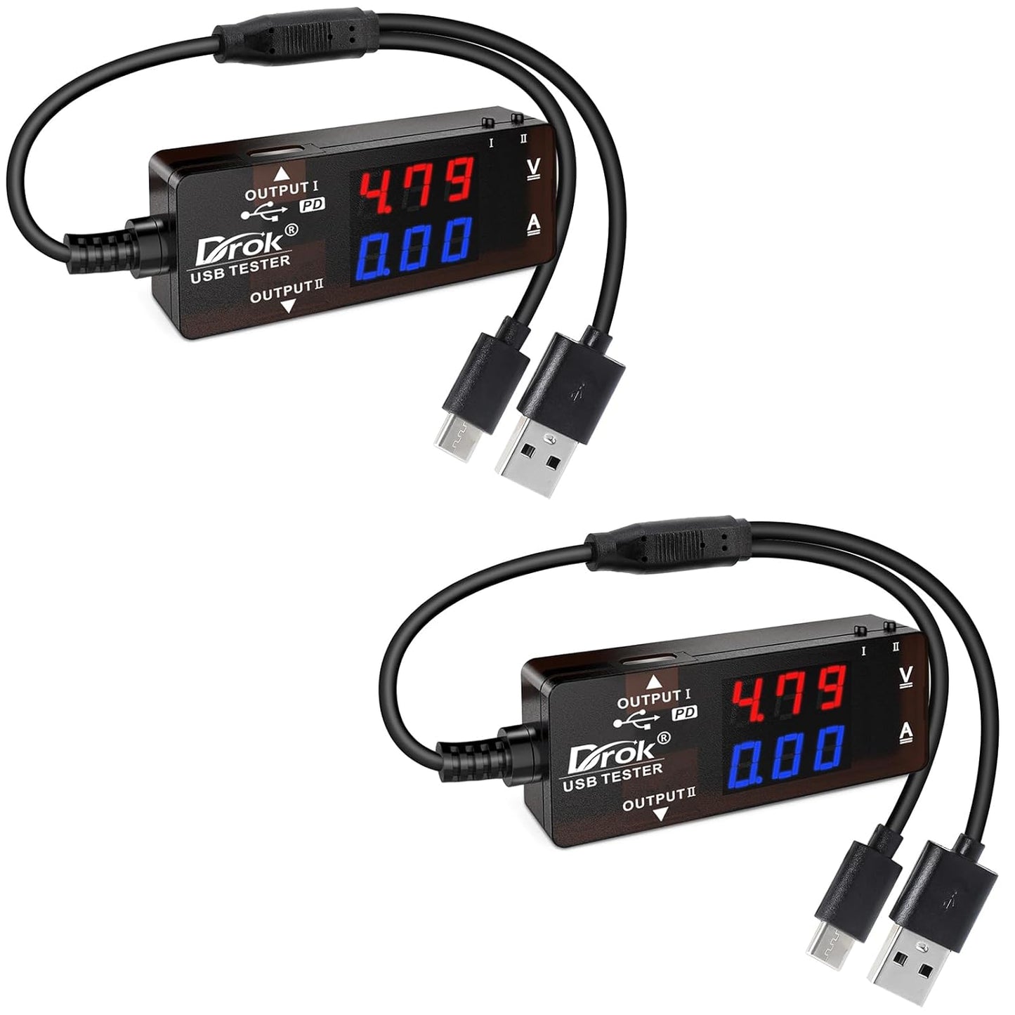 Dual Port USB Multimeter with LED Display
