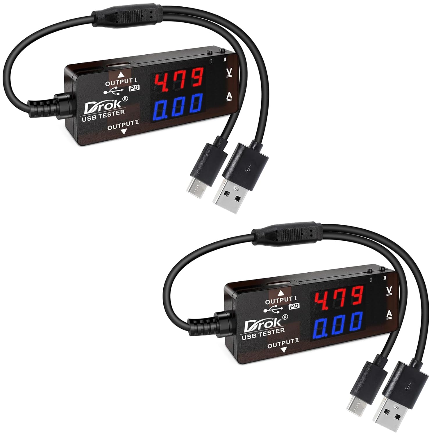 Dual Port USB Multimeter with LED Display