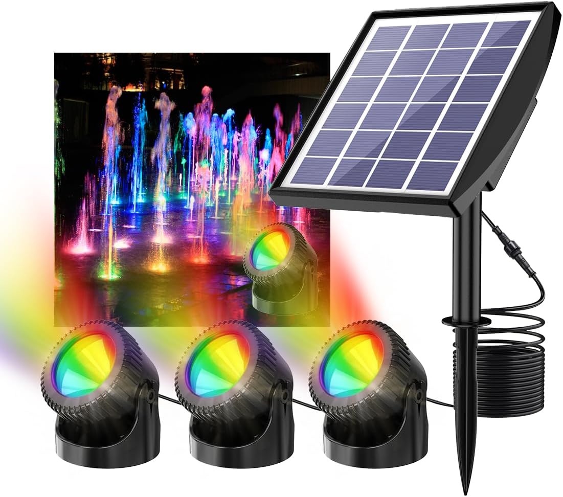 RGB Solar Pond Lights with 13 Modes for Garden and Pool