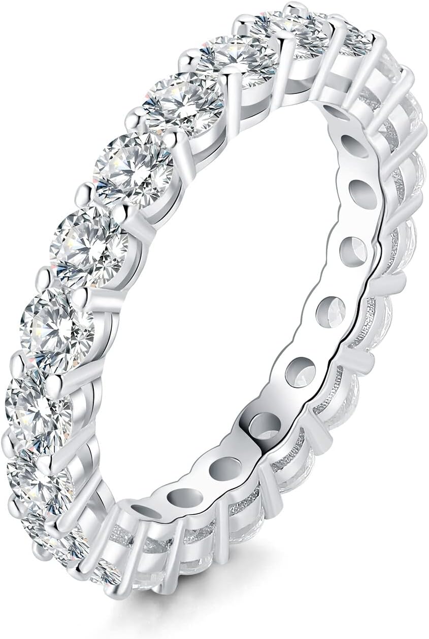 Genuine Moissanite Wedding Rings for Women in 14k Gold Plated