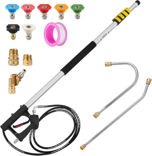 22 FT Telescoping Pressure Washer Wand for High Reach Cleaning