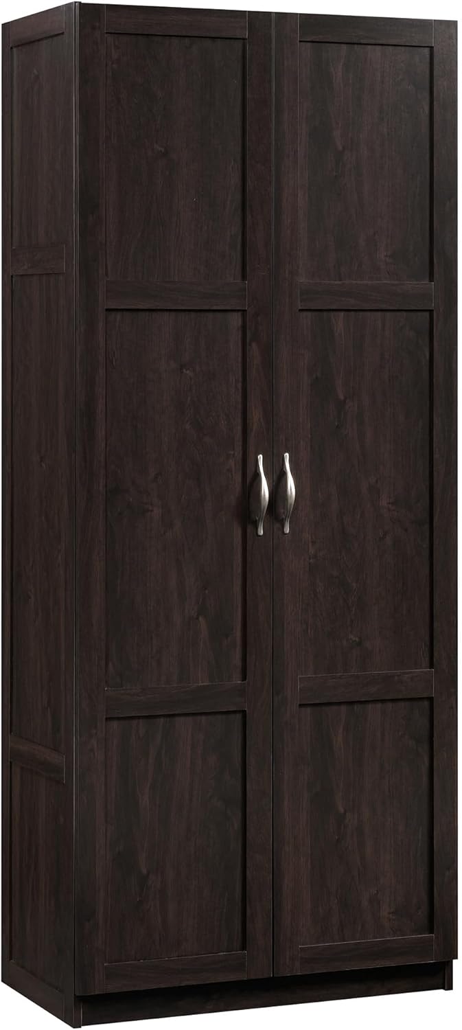 Sauder Storage Cabinet with Adjustable Shelves in Cinnamon Cherry