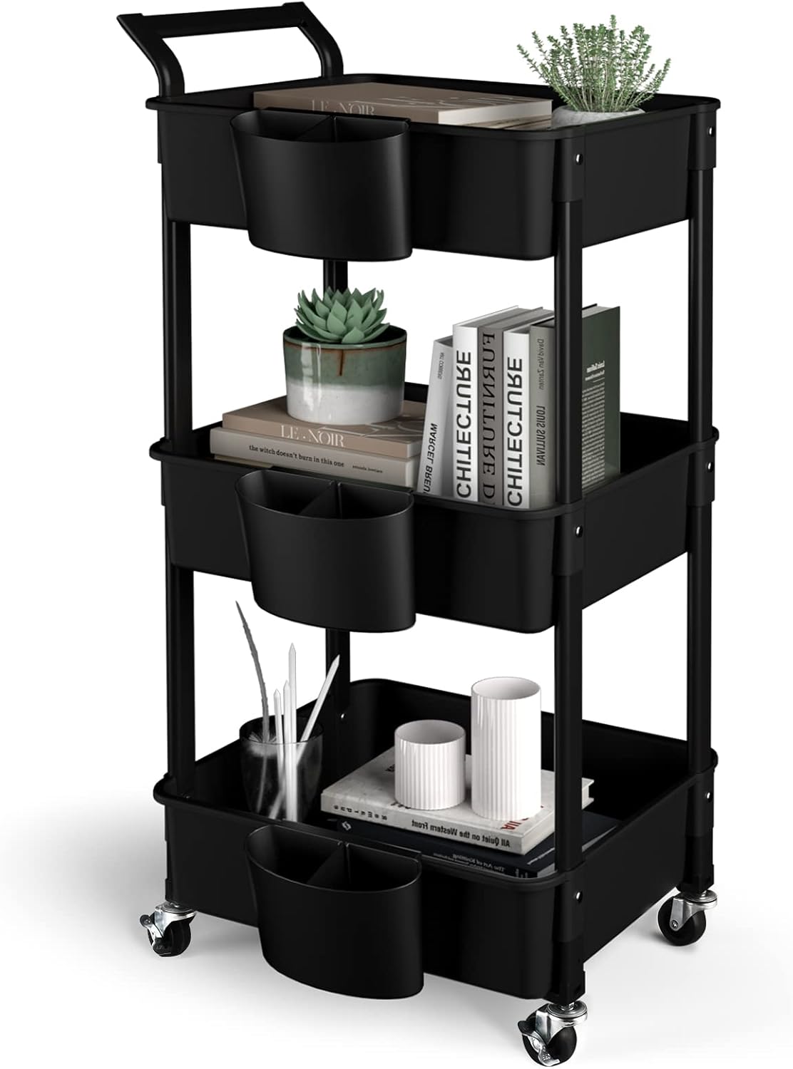 3-Tier Utility Rolling Cart for Kitchen, Office, and More