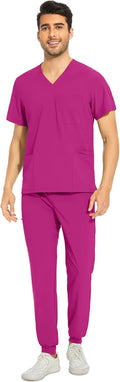 COZYFIT Men Scrubs Set Stretch V-Neck Top & Jogger Pant (Style JDG2)