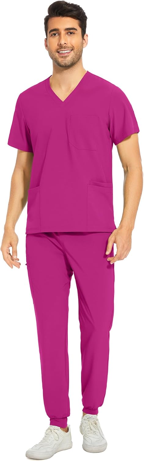 COZYFIT Men Scrubs Set with 8 Pockets for Ultimate Comfort