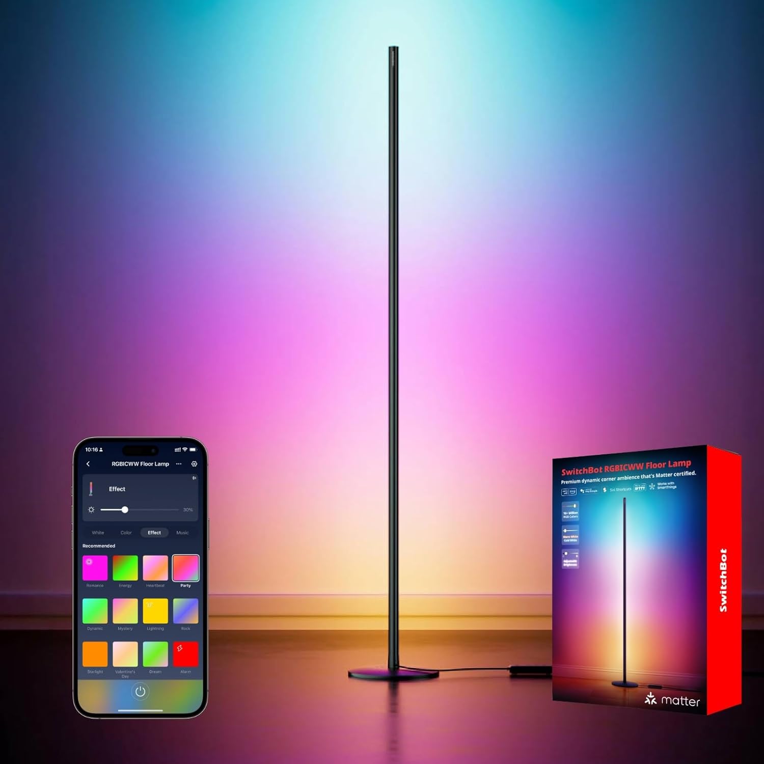 SwitchBot Smart RGBICWW App-Controlled Floor Lamp for Home