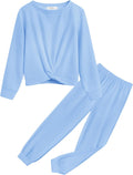 Girls Twist Front Tracksuit Two Piece Set - Comfortable Tie Dye Lounge