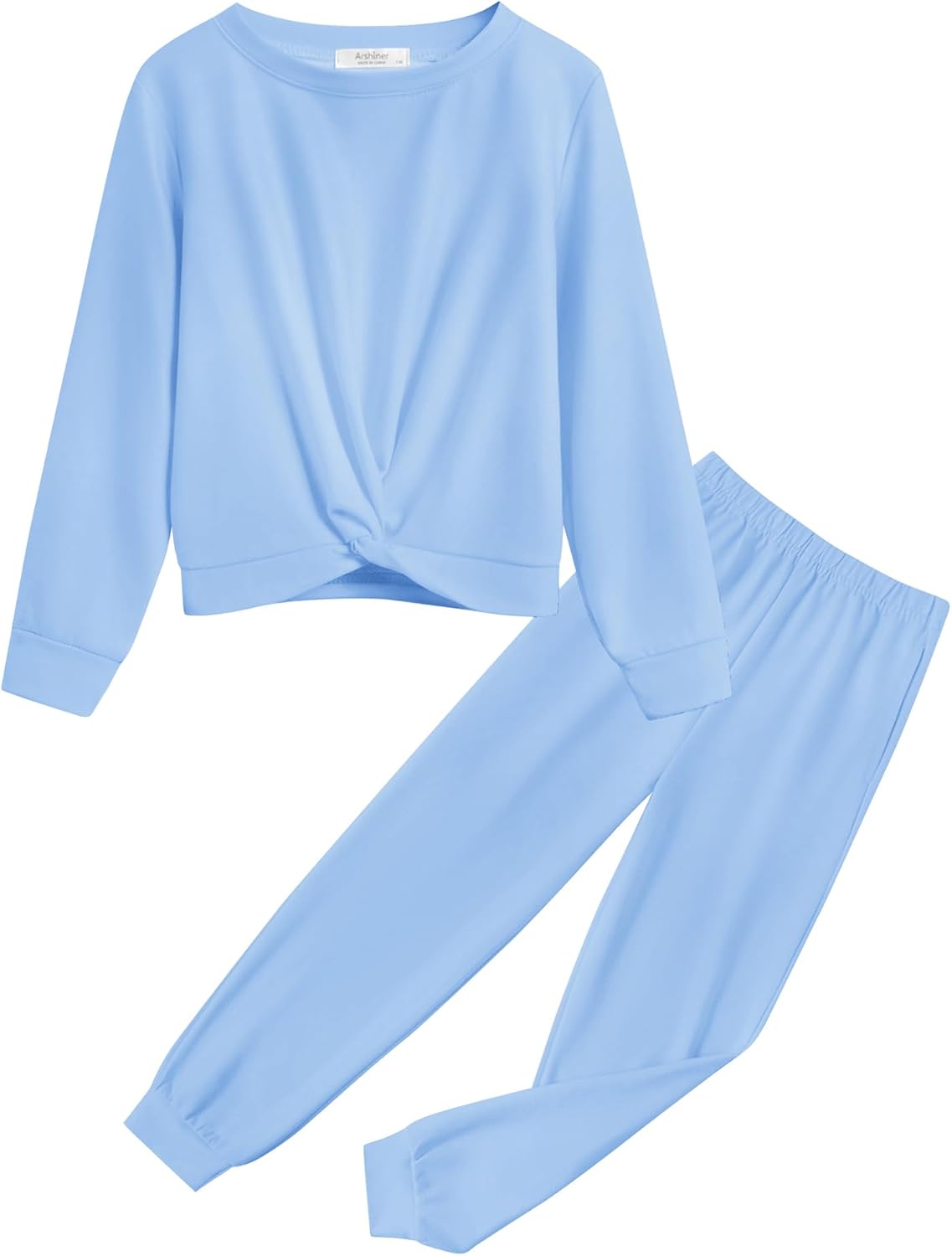 Arshiner Girls Twist Front Tracksuit: Cozy 2 Piece Outfit Set