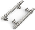 3-3/4in Brushed Nickel Knurled Cabinet Handles 10 Pack - Solid Metal
