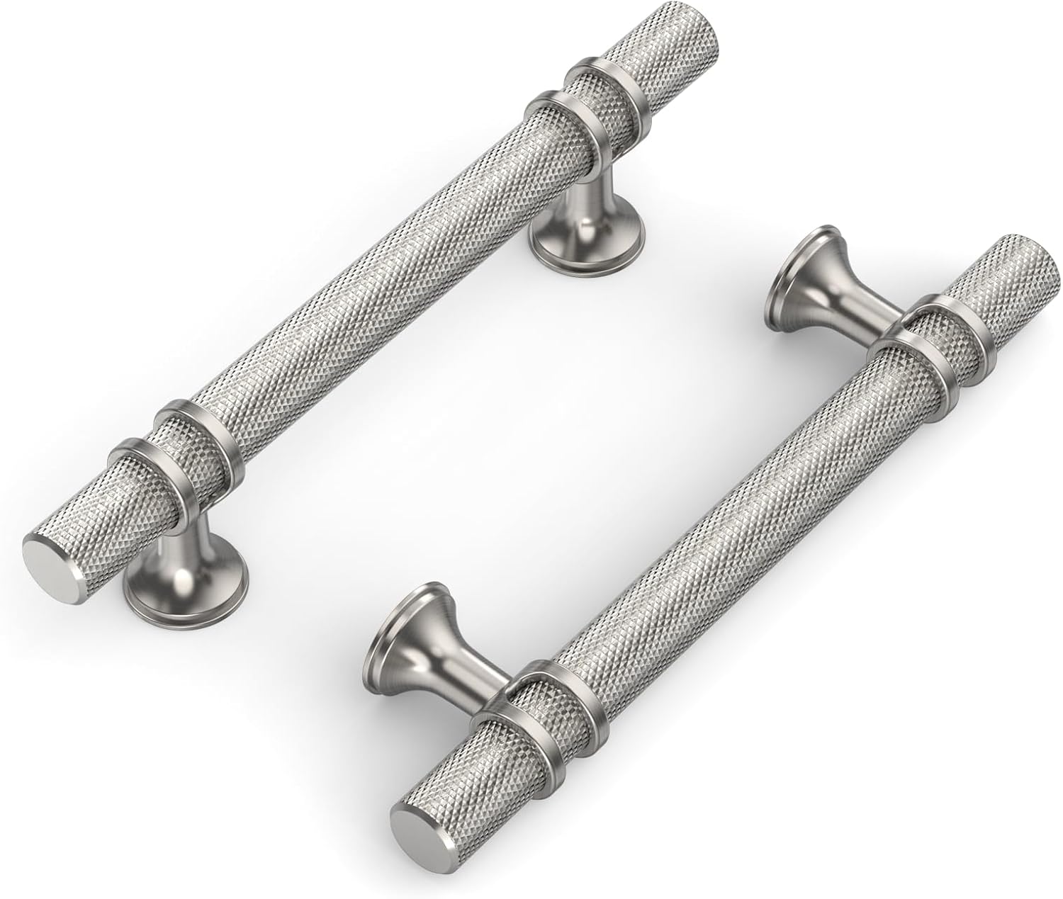 Brushed Nickel Knurled Cabinet Handles for Kitchen and Bathroom