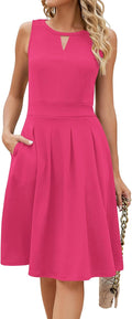 Sureple Women's Sleeveless Swing Dress with Pockets for Retro Style