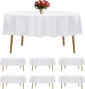 6 Pack White Round Tablecloths 70 in Table Cloth - Stain & Wrinkle