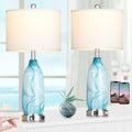 26 in Coastal Table Lamps Set of 2 - USB A+C Ports & Night Light