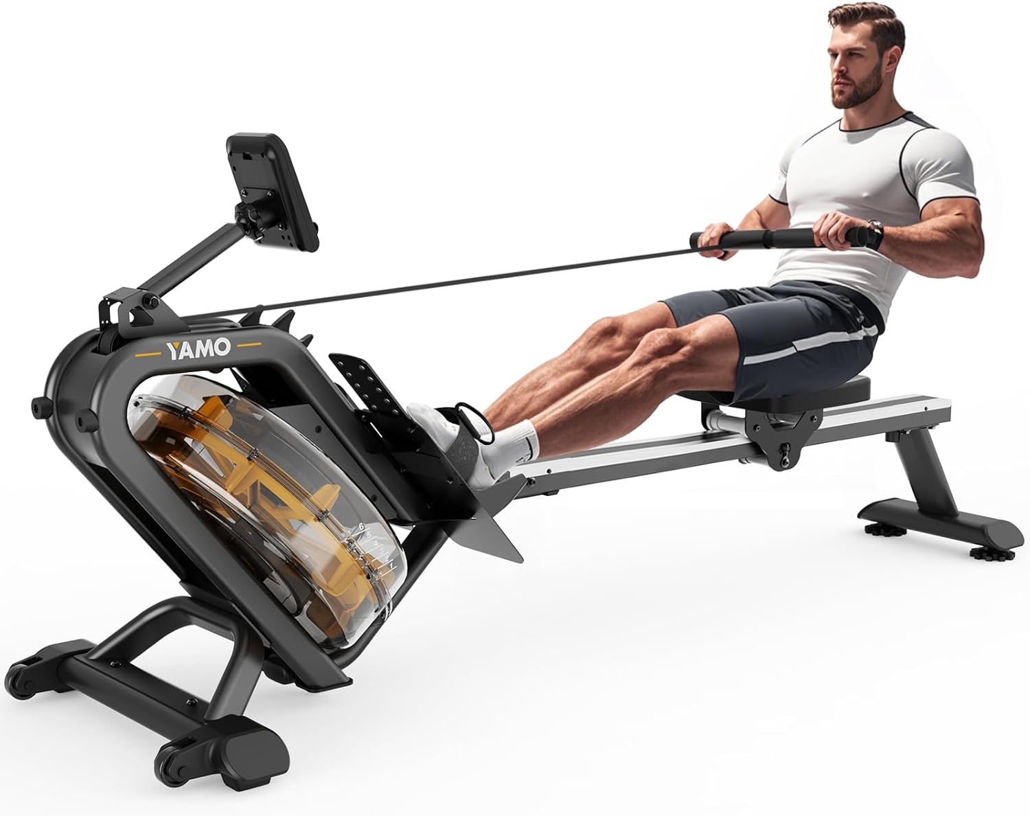 YAMO Water Rowing Machine: 330LB Capacity & App Compatible