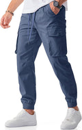 Men's Elastic Waist Cargo Joggers - Tapered Drawstring Pants