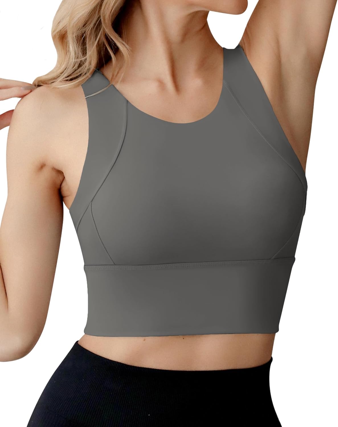 High Neck Sports Bra for Women - Longline Medium Impact Workout