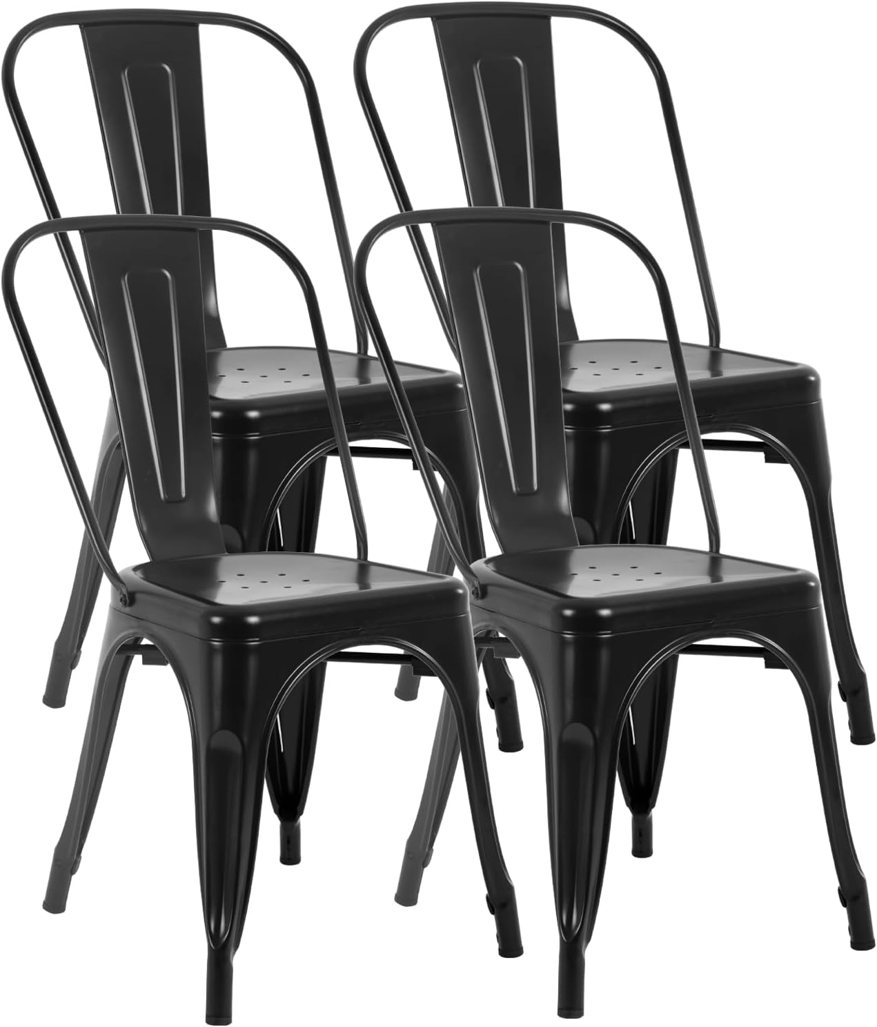 Durable Metal Dining Chairs Set of 4 for Indoor and Outdoor Use