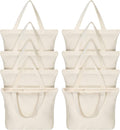 Epakh Canvas Tote Bag with Zipper - 8-Pack Large Reusable Grocery