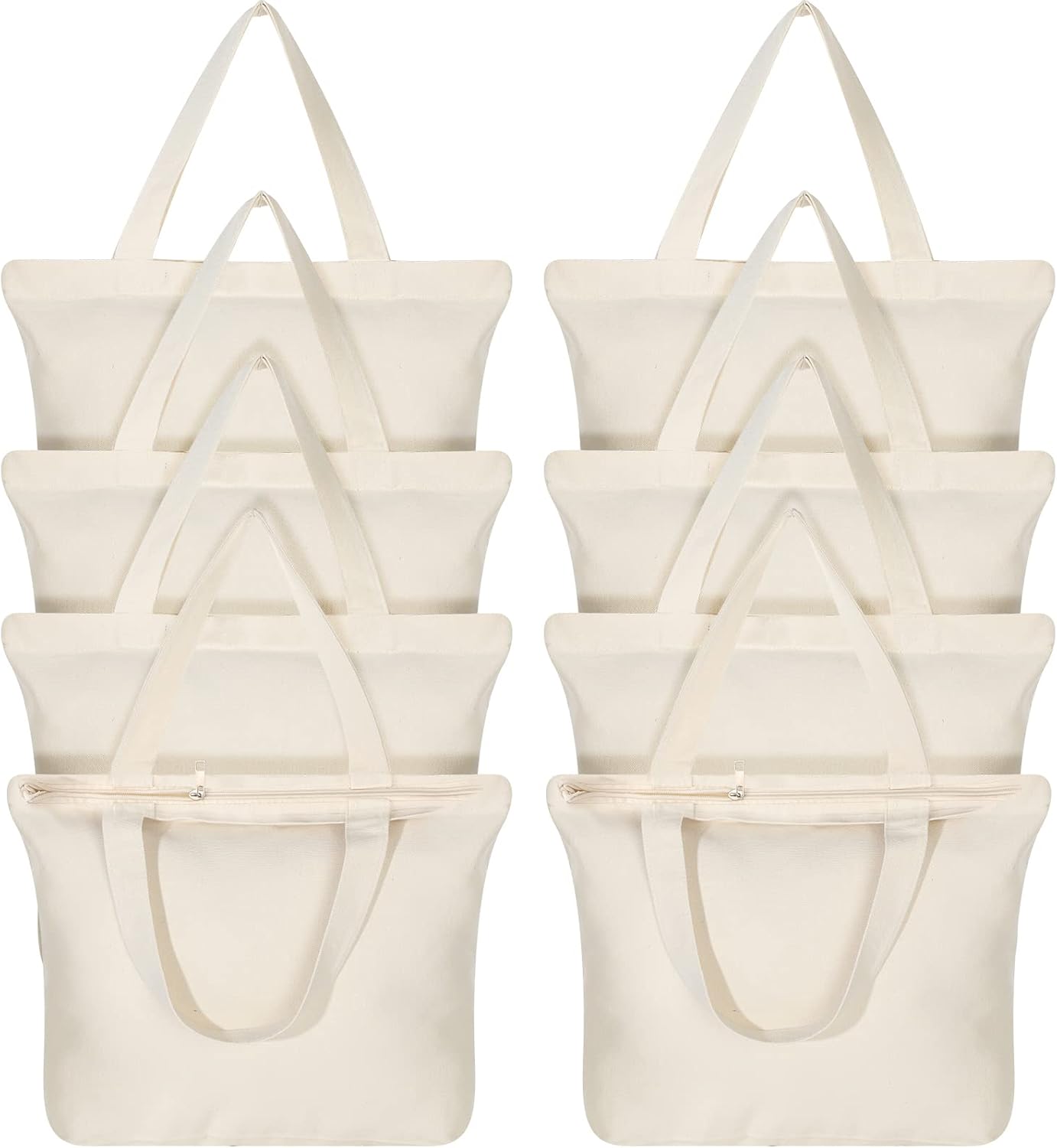 Epakh Canvas Tote Bag with Zipper - Bulk Reusable Grocery Bags