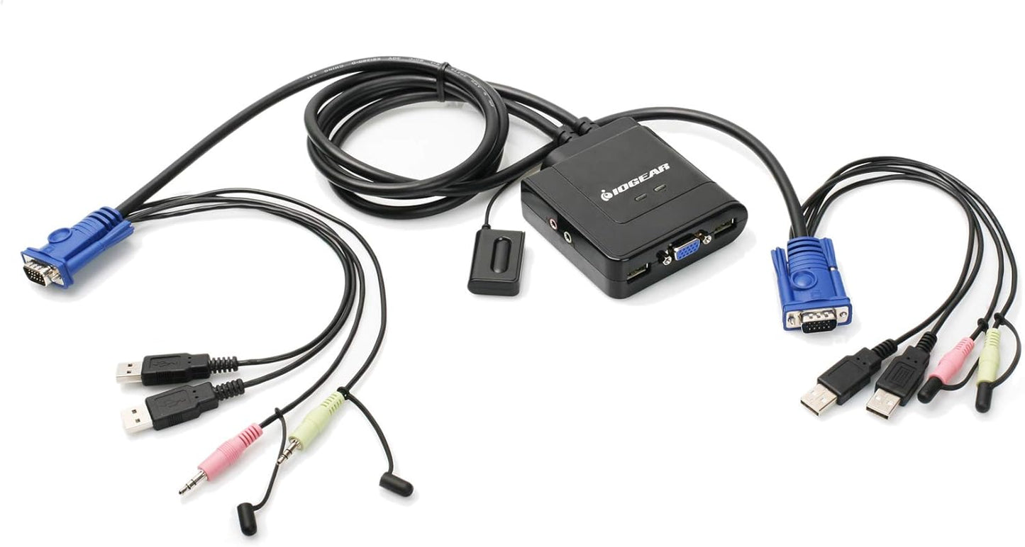 IOGEAR 2-Port USB VGA KVM Switch for PC and Mac Control