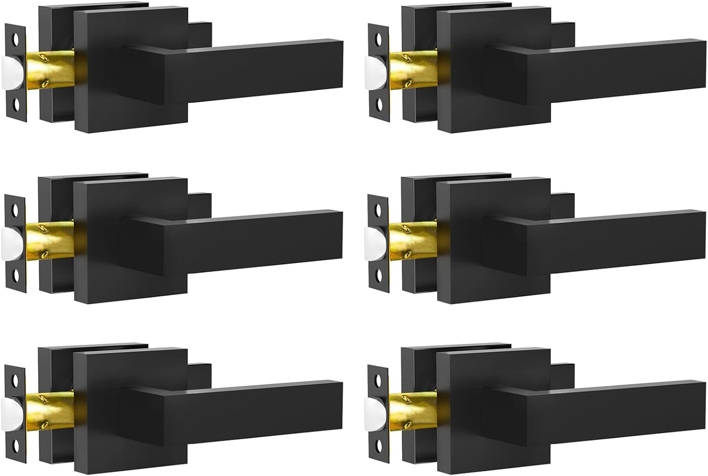 Passage Door Lever 6 Pack Matte Black Interior Door Handles