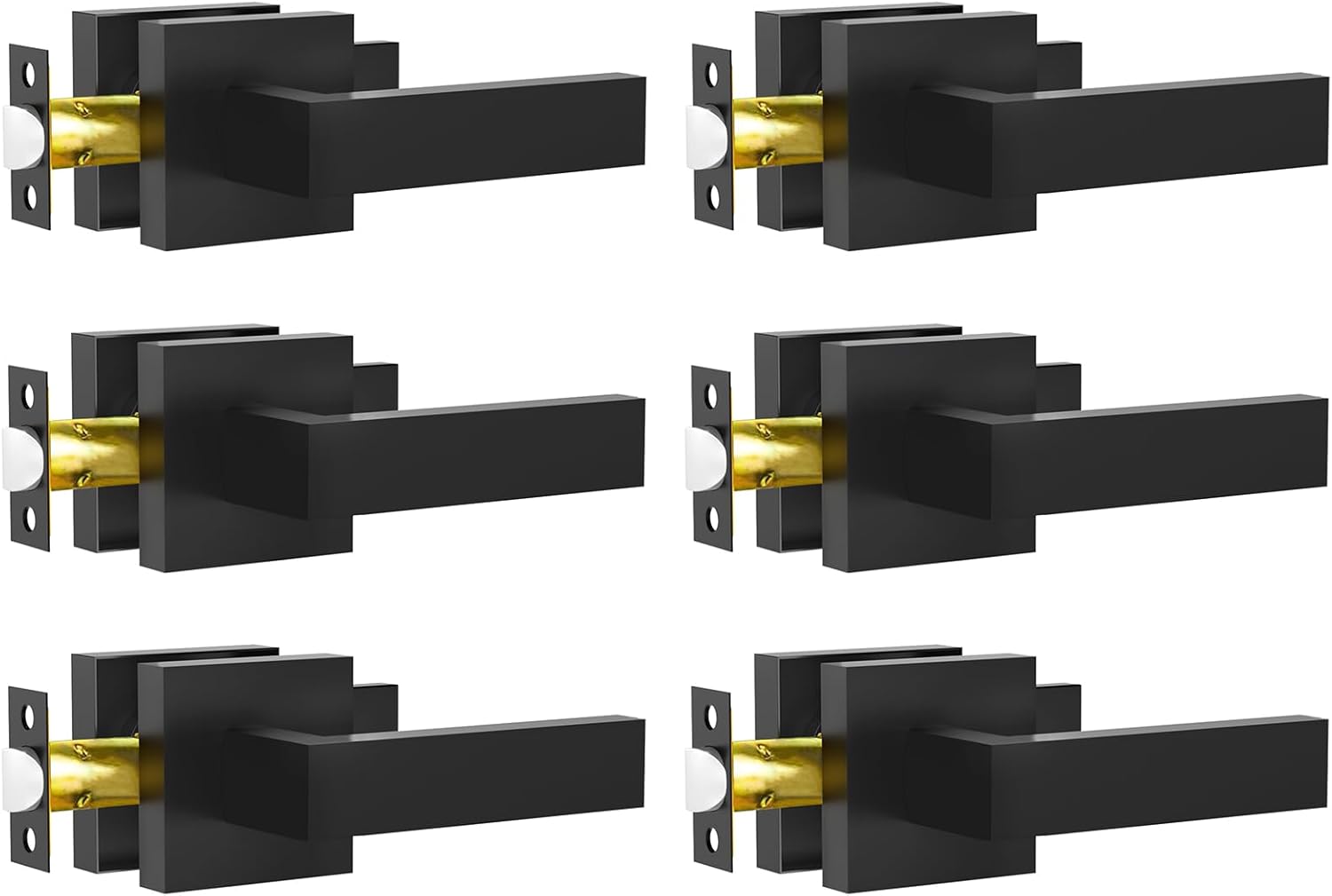 Passage Door Lever 6 Pack Matte Black Interior Door Handles