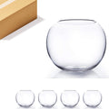 WGV Bowl Glass Vase Bulk 10in x 8in Clear Bubble Planter - 4 Pack