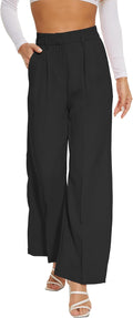 Women Wide Leg Pants High Elastic Waisted Back - Work to Weekend
