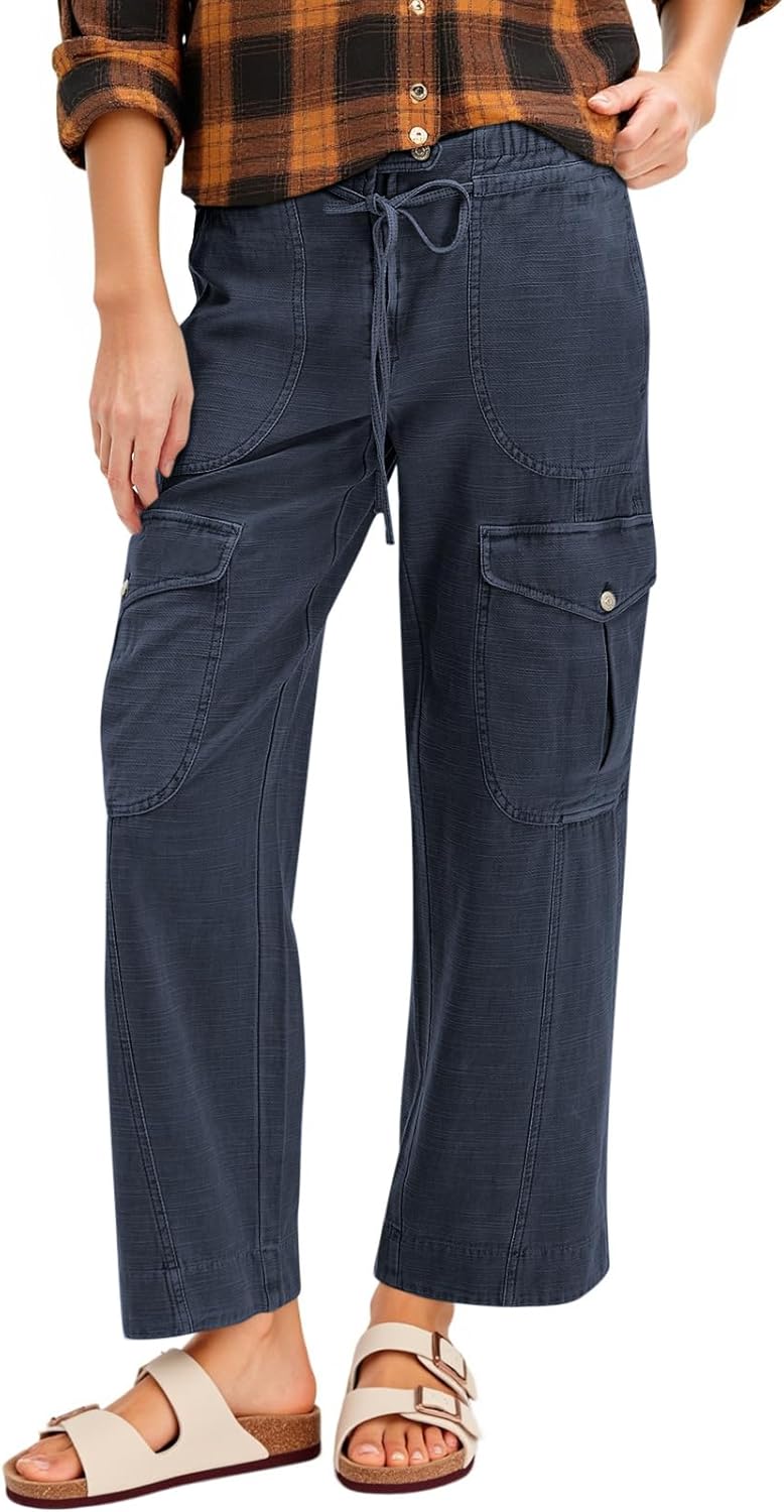 Cicy Bell Womens Cotton Cargo Pants for Casual Hiking Style