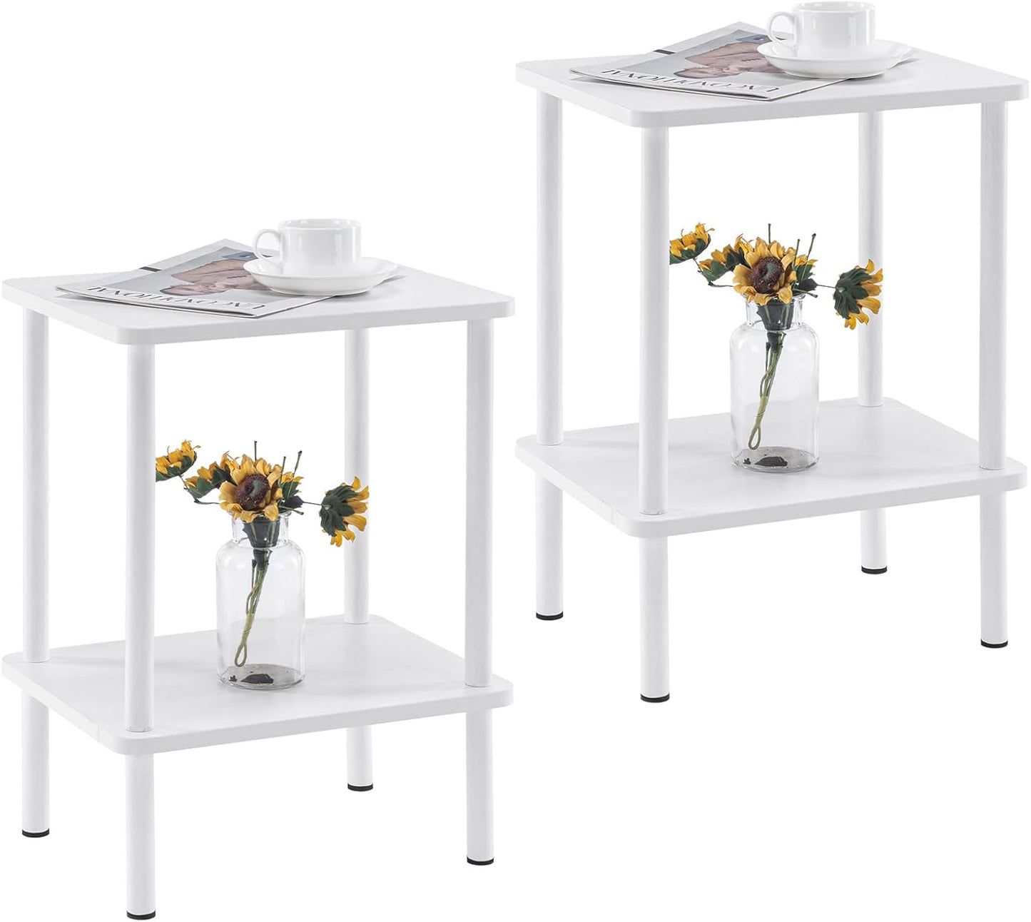 Apicizon 2 Tier End Table Set of 2 for Small Spaces