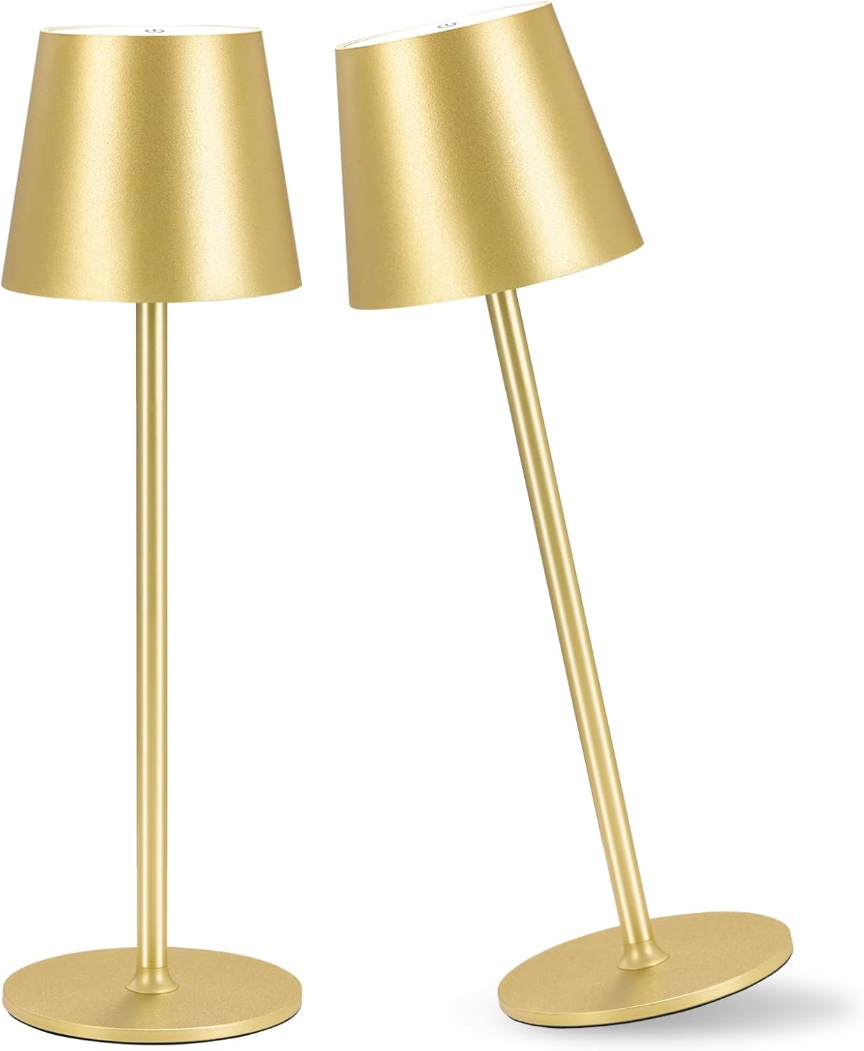 2 Pack Cordless LED Desk Lamps - Portable & Rechargeable Gold Lights