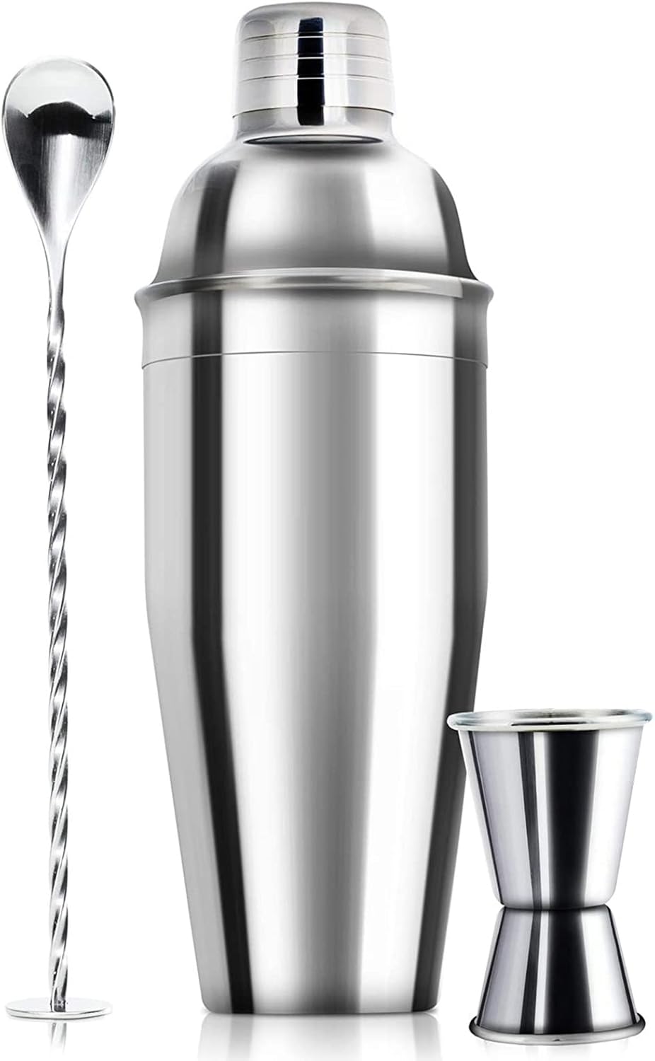 Pro Bartender Cocktail Shaker Set: Built-in Strainer & Jigger