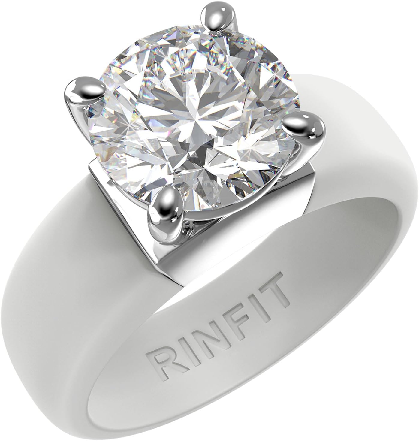 Rinfit Silicone Ring with Stone - Elegant Rubber Wedding Band