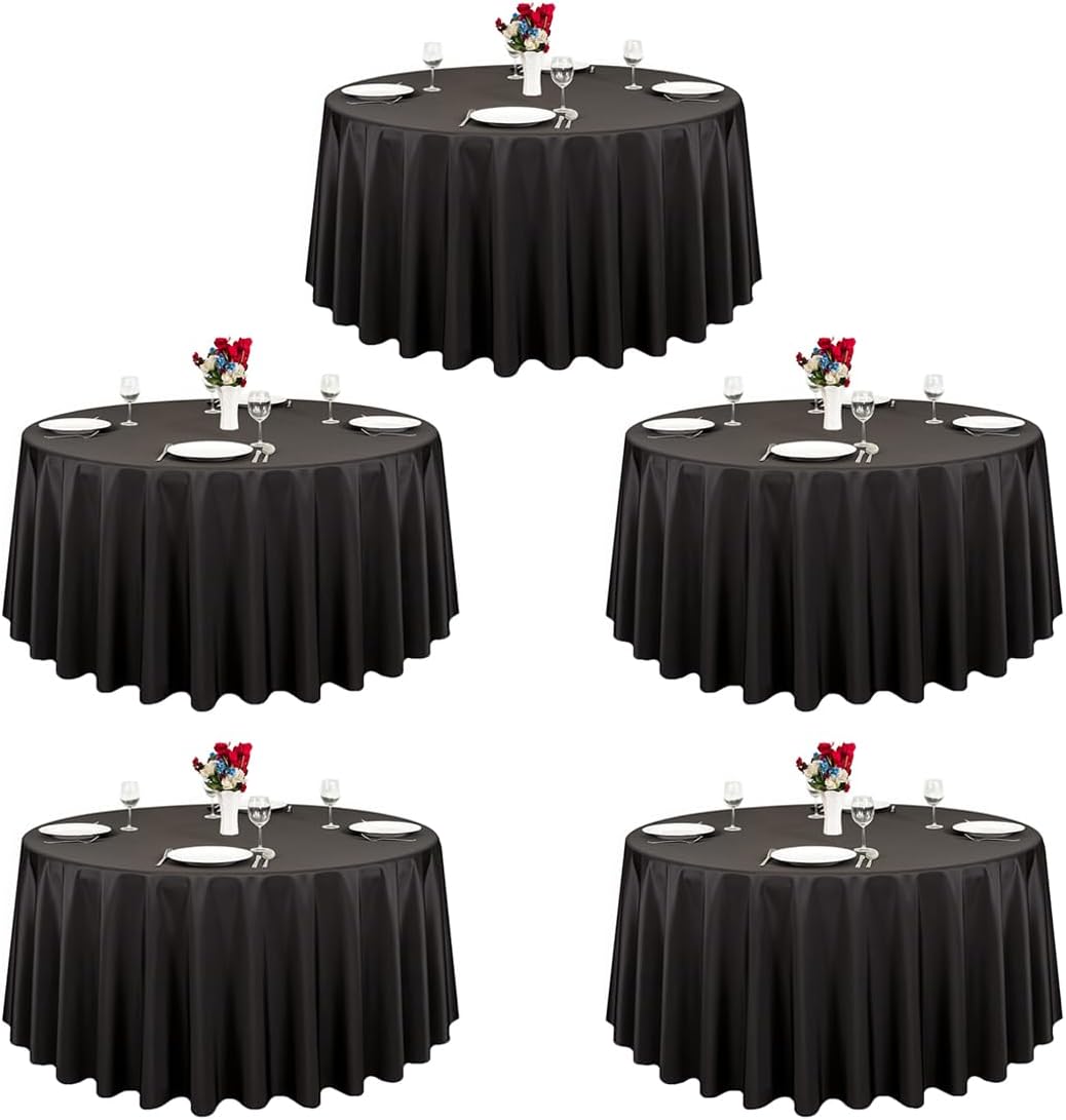 LTC LINENS 5 Pack 120 Inch Round Tablecloth for 60 Inch Tables