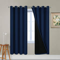 100% Blackout Curtains with Black Liners - Thermal Insulated Drapes
