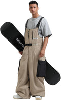 Baggy Snowboard Bibs Ski Pants Loose Fit Overalls - Warm, Waterproof