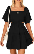 Summer Mini Dress for Women with Casual Square Neck and Sleeves