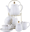 Jusalpha Porcelain Tea Set 17-Piece White - Elegant Tea Service