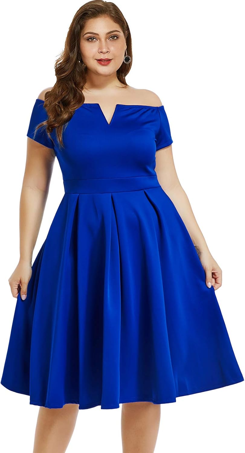 LALAGEN Women's Plus Size Vintage 1950s Party Dress for All Occasions