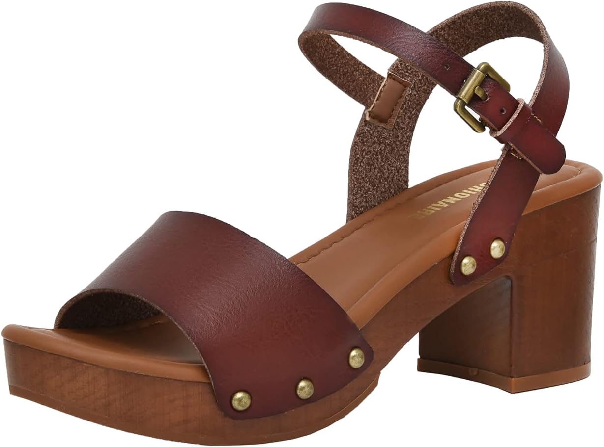 CUSHIONAIRE Women's Sloan Faux Wood Sandal with Memory Foam