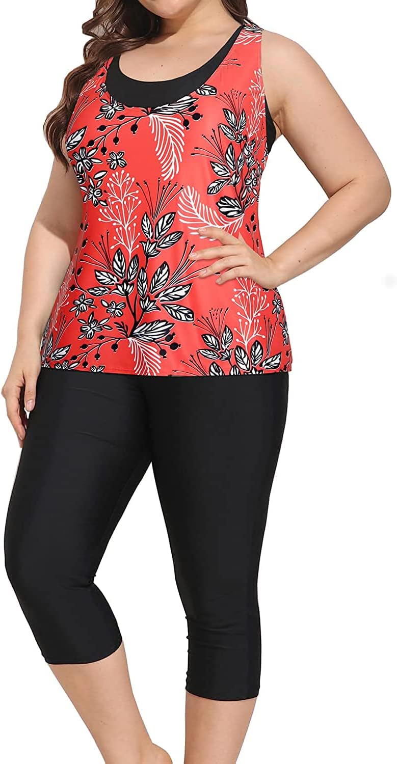 Yonique Plus Size 3 Piece Swimsuits for Women with Tankini