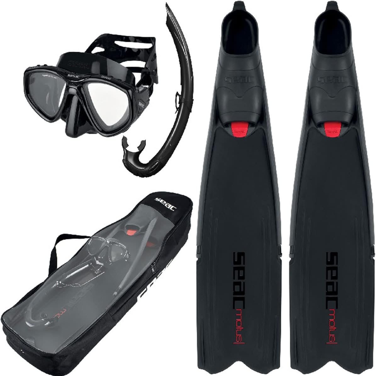 SEAC Motus Tris Set- Long Fins, Mask, Snorkel